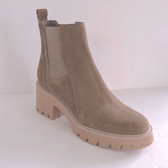 DOLCE VITA Women Leather Suede Lug Chunky Block Heel Platform Ankle Boots Size 9 - Picture 5 of 7